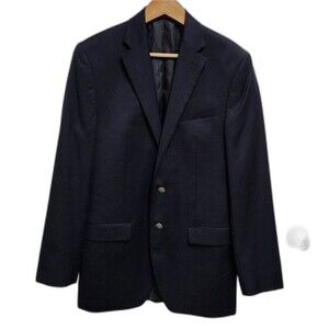 Michael Kors Blazer Mens Sz 38 L Black Wool Blend Button Vent Business Preppy